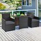 Costway 3PCS Patio Rattan Furniture Set Cushion Sofa Armrest Garden Deck